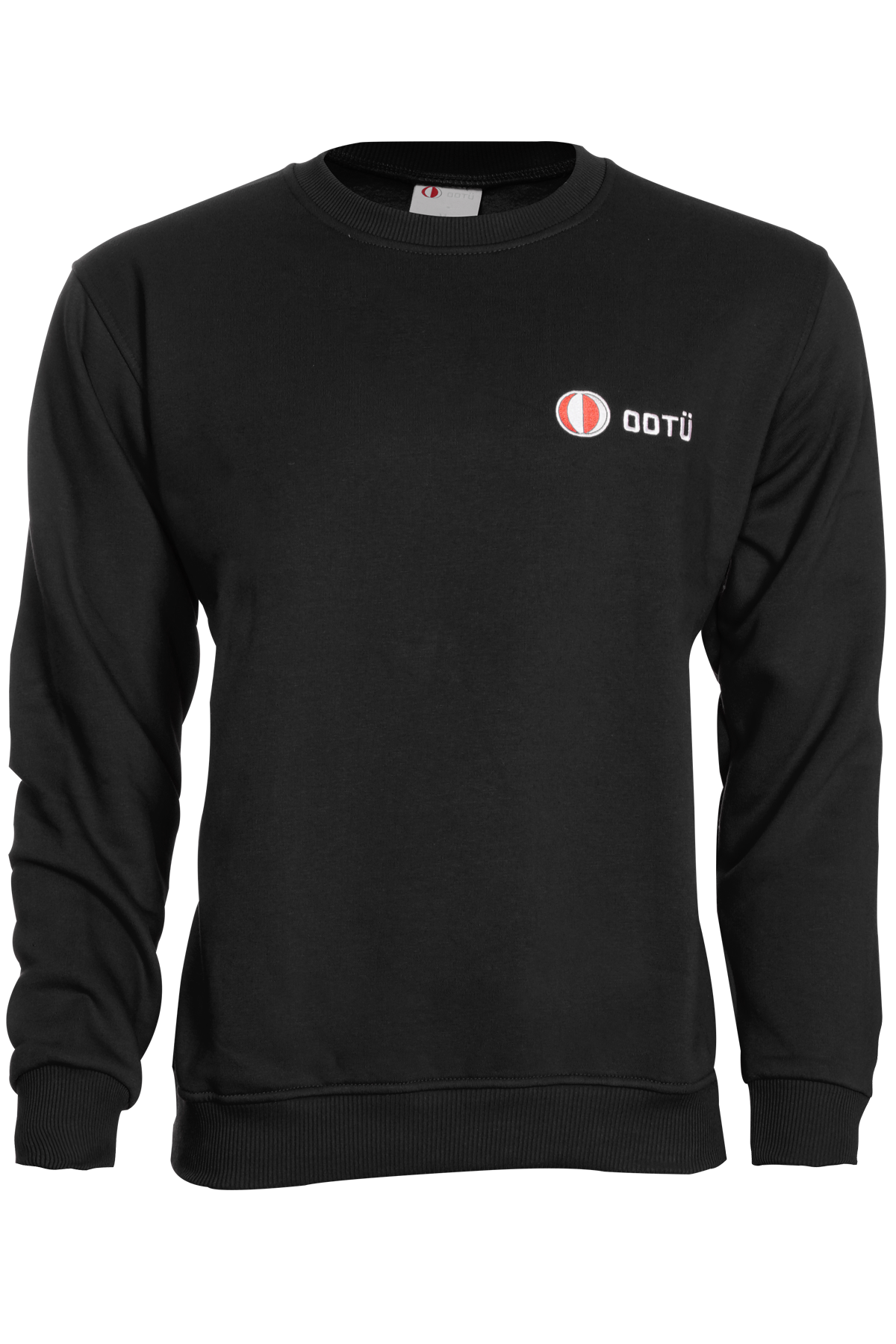 ODTÜ Logolu Sıfır Yaka Sweatshirt (Siyah)